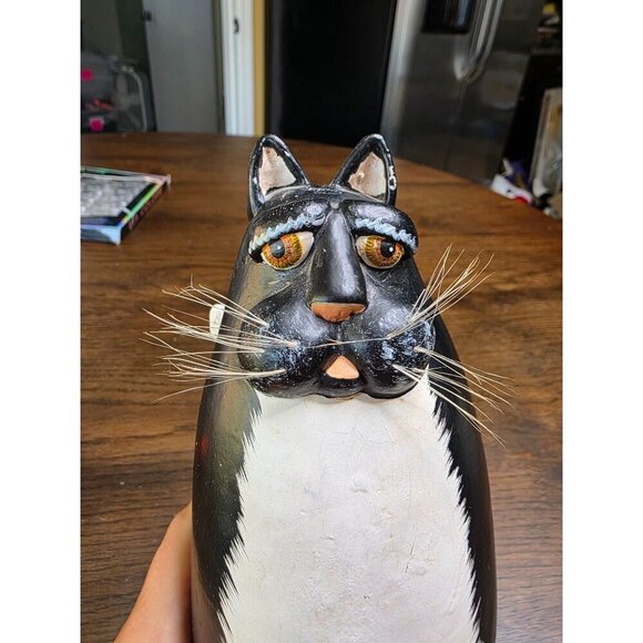 VTG Enesco Funny Bone Vicki Thomas Black Tuxedo Cat Figurine 1997 Fat Cat - Picture 7 of 16